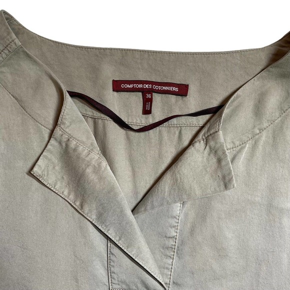 COMPTOIR DES COTONNIERS Dress Size 36 Short Sleeve V-Neck Tan Beige Small - Picture 3 of 9